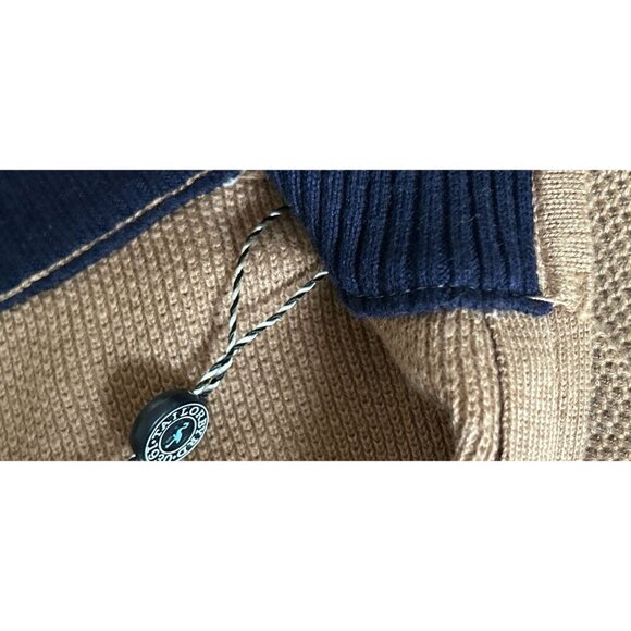 Tailorbyrd Cotton Textured Waffle Quarter-Zip Pullover Beige Coffee Size Med - Picture 7 of 10